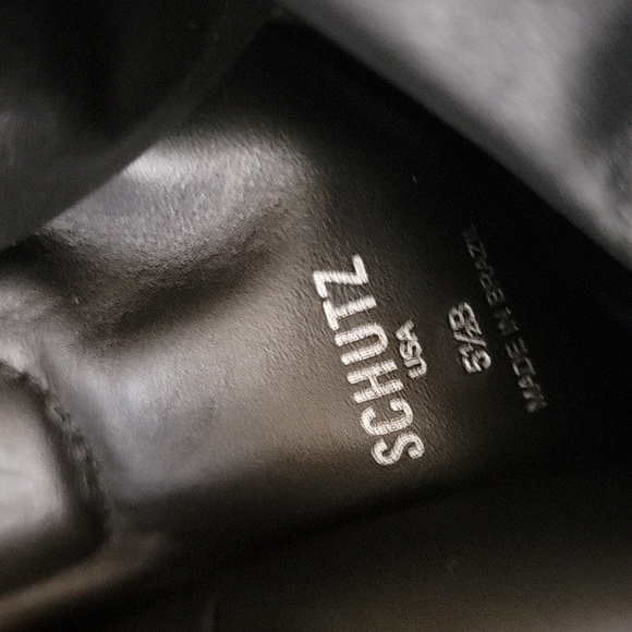 Schutz Rosalina Boots Black Platform Lug Sole Almond Point Toe Pull On - Picture 8 of 10